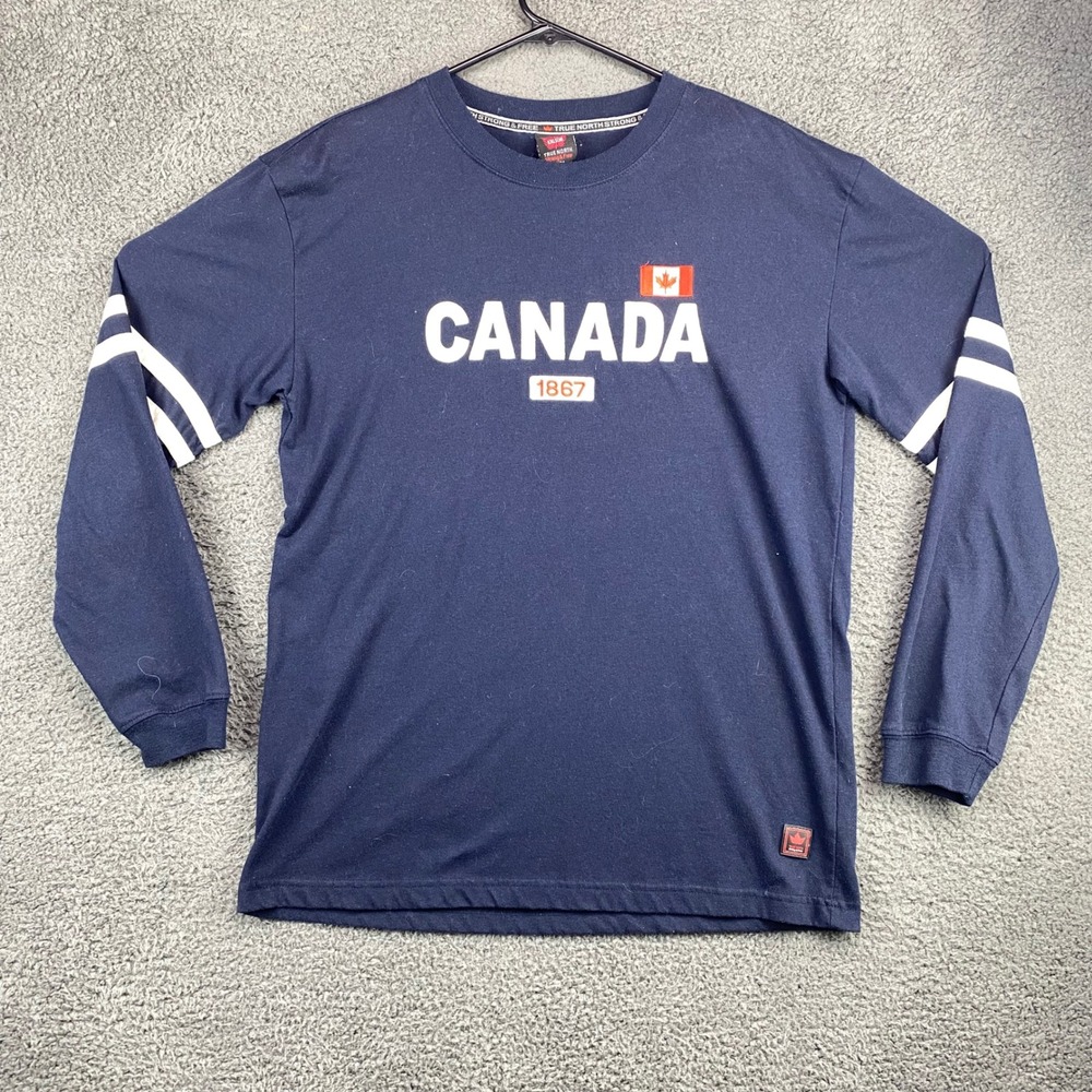 Kalson True North Canada 1867‎ Striped Long Sleeve Shirt Mens M Medium Blue